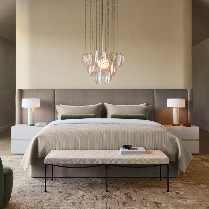 Abbott Grey Velvet Extended King Platform Bed - image 1 of 9