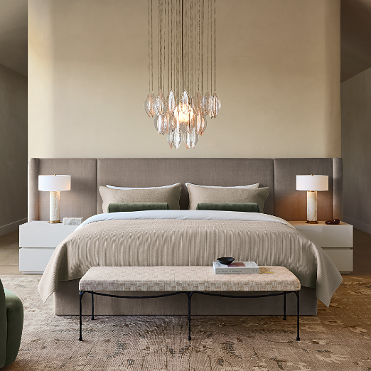 Abbott Grey Velvet Upholstered Extended Platform Bed