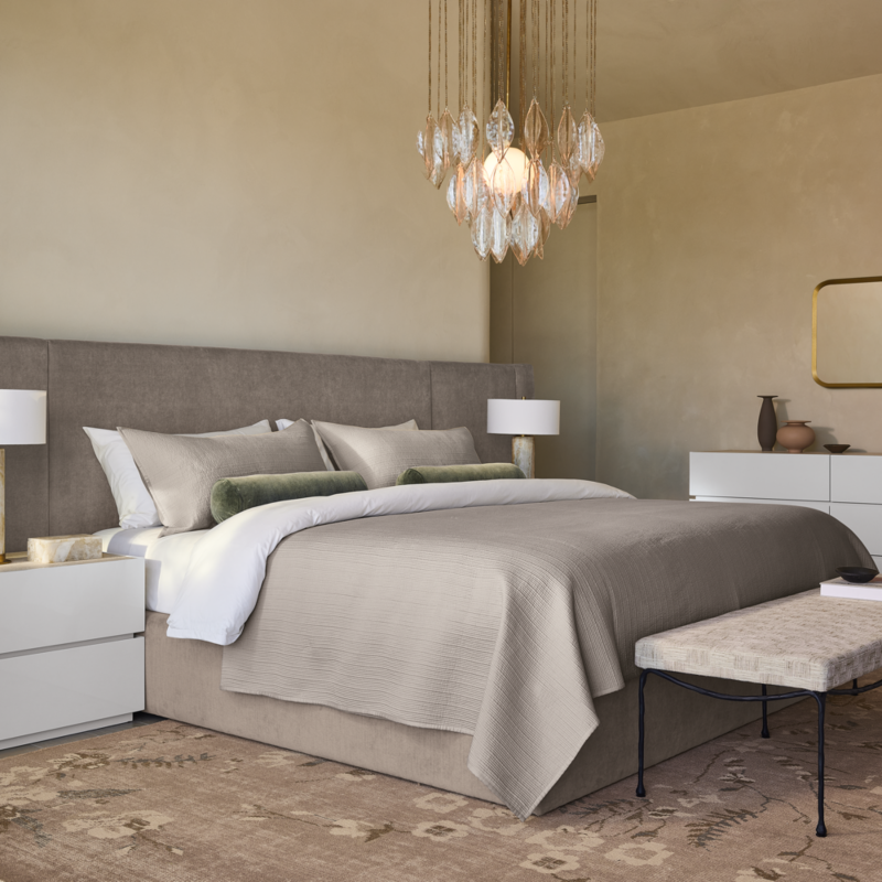 Abbott Grey Velvet Upholstered Extended King Platform Bed - image 8 of 10