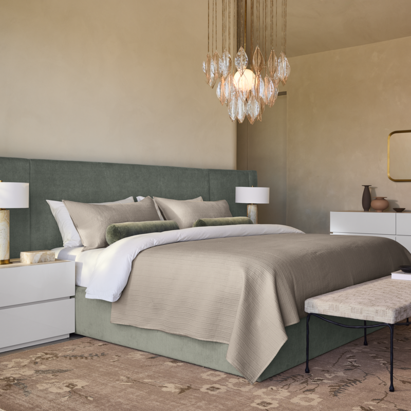 Abbott Arctic Blue Velvet Upholstered Extended Queen Platform Bed - image 8 of 11