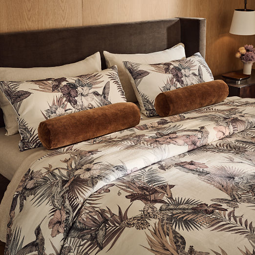 Eden Off White and Smoked Mauve Linen Pillow Shams Set of 2