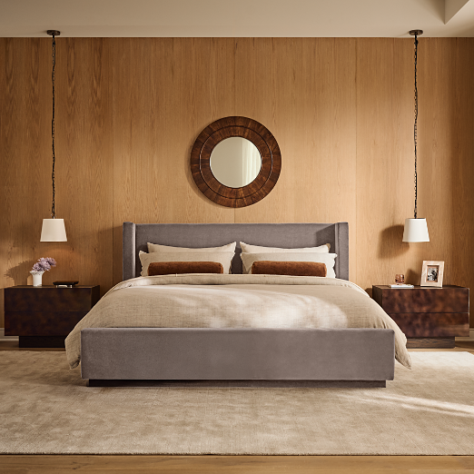 Russell Dusty Lilac Velvet Upholstered King Storage Bed
