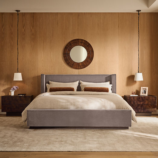 Russell Dusty Lilac Velvet Upholstered King Storage Bed