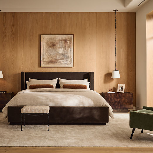 Journey White and Light Brown Upholstered Stool