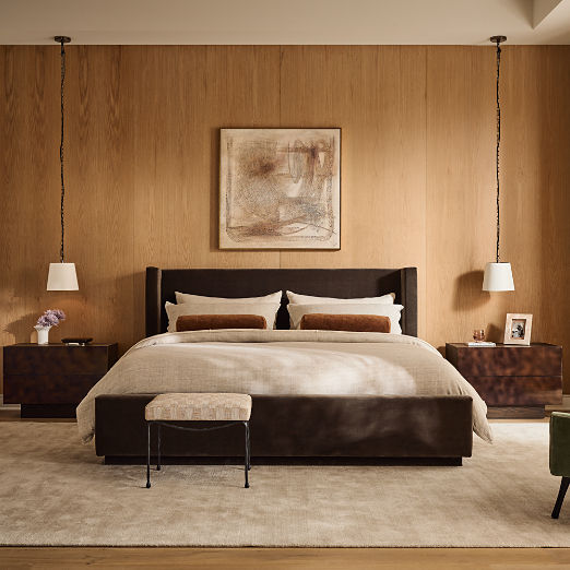 Russell Mink Faux Mohair King Storage Bed