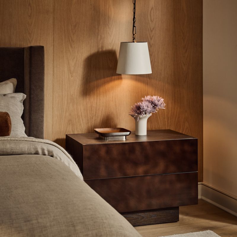 Hudson 2-Drawer Lacquered Dark Brown Wood Nightstand - image 2 of 9