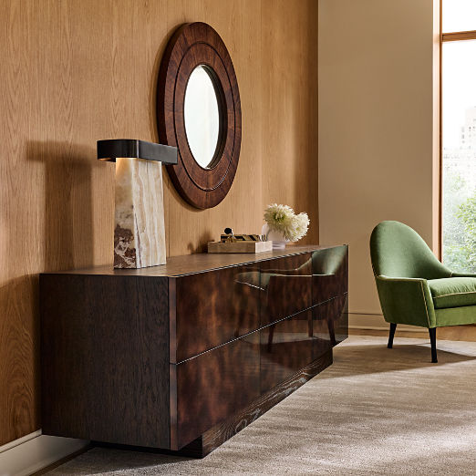 Hudson 6-Drawer Lacquered Dark Brown Wood Dresser