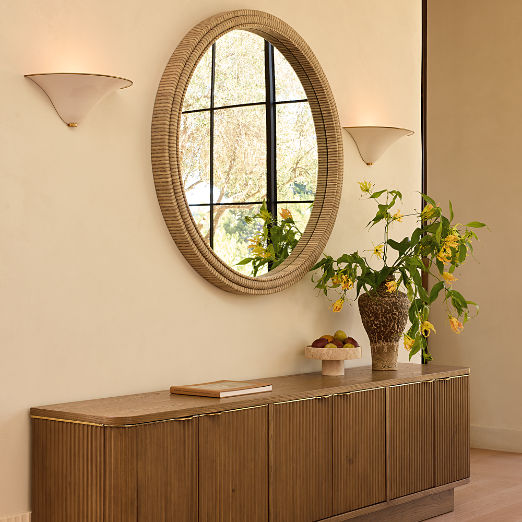 Davison Fluted Warm Oak Media Console (60" - 93")