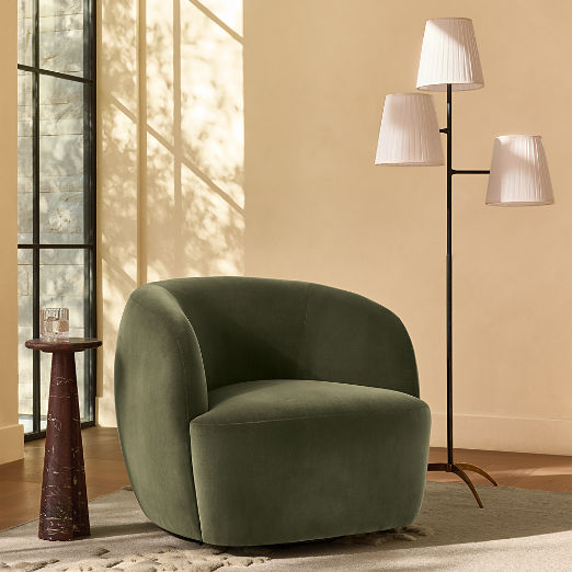 Gwyneth Sage Green Velvet Swivel Chair by goop