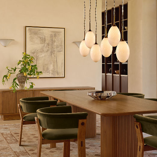 Davison 85" Rectangular Fluted Oak Dining Table