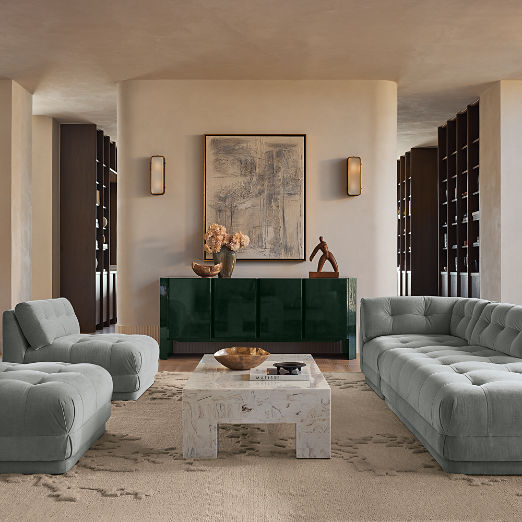 Kirnan 72" Dark Green High-Gloss Lacquered Credenza