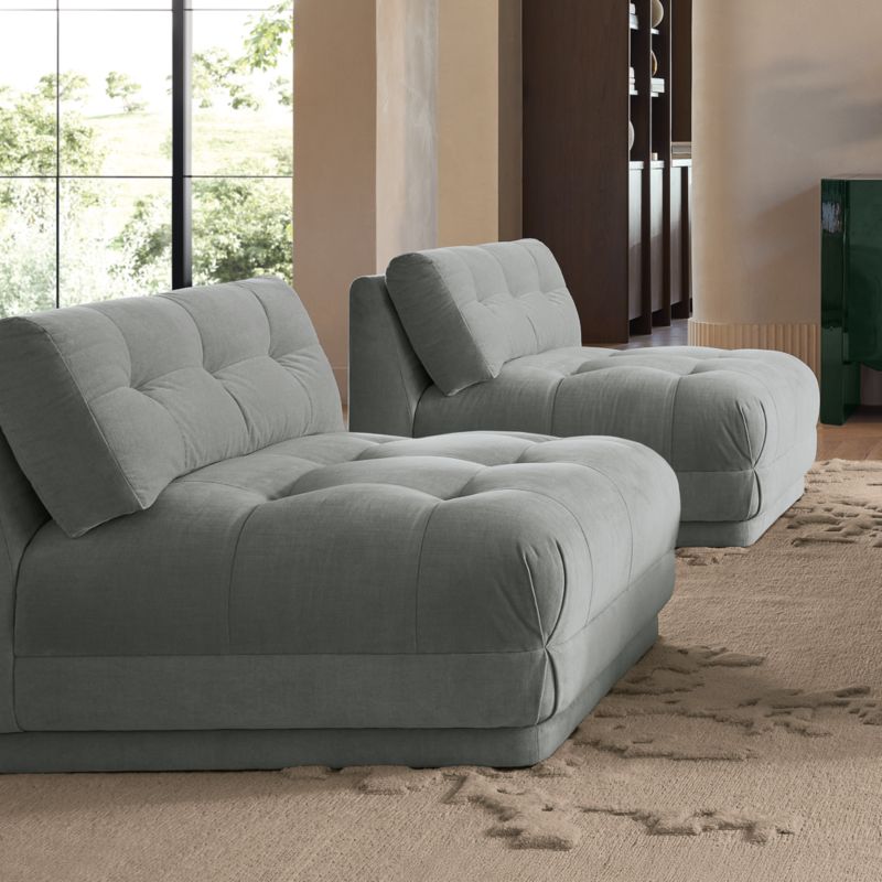 Belmond Light Blue Tufted Velvet Armless Slipper Chair - image 3 of 12