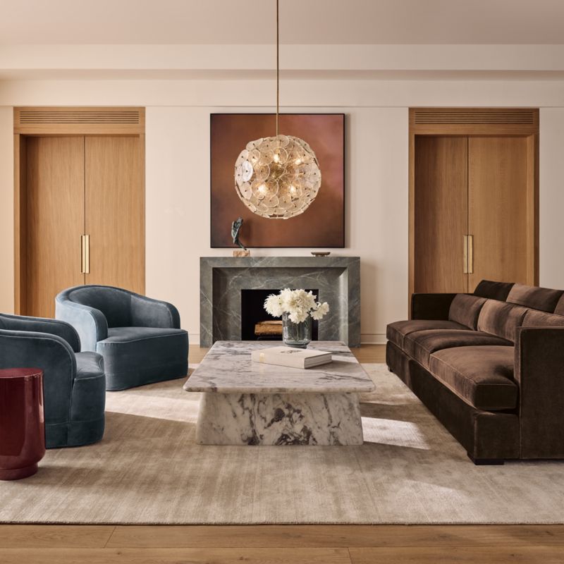 Almera 66" Rectangular White Marble Coffee Table