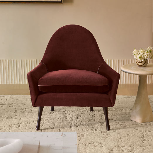 Symmetric Rose Velvet Lounge Chair by Paul McCobb