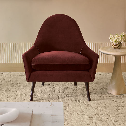 Symmetric Rose Velvet Lounge Chair by Paul McCobb