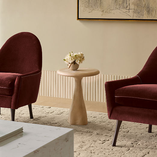 Espira Round Cream Marbled Resin Side Table