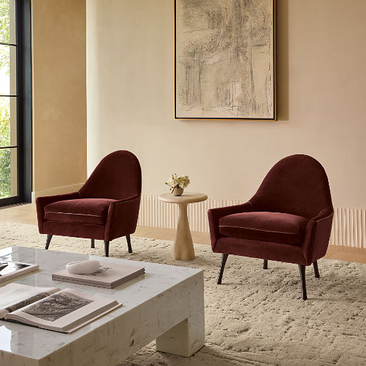 Symmetric Rose Velvet Lounge Chair by Paul McCobb Set of 2