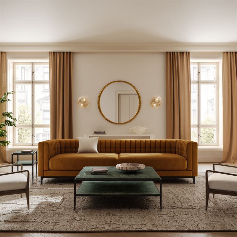 Sergio 44" Green Marble and Iron Square Coffee Table - image 3 of 8