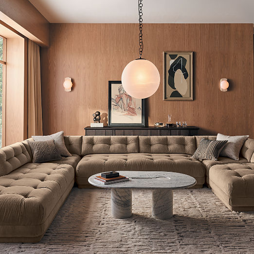 Belmond 3-Piece Light Brown Velvet Sectional Sofa