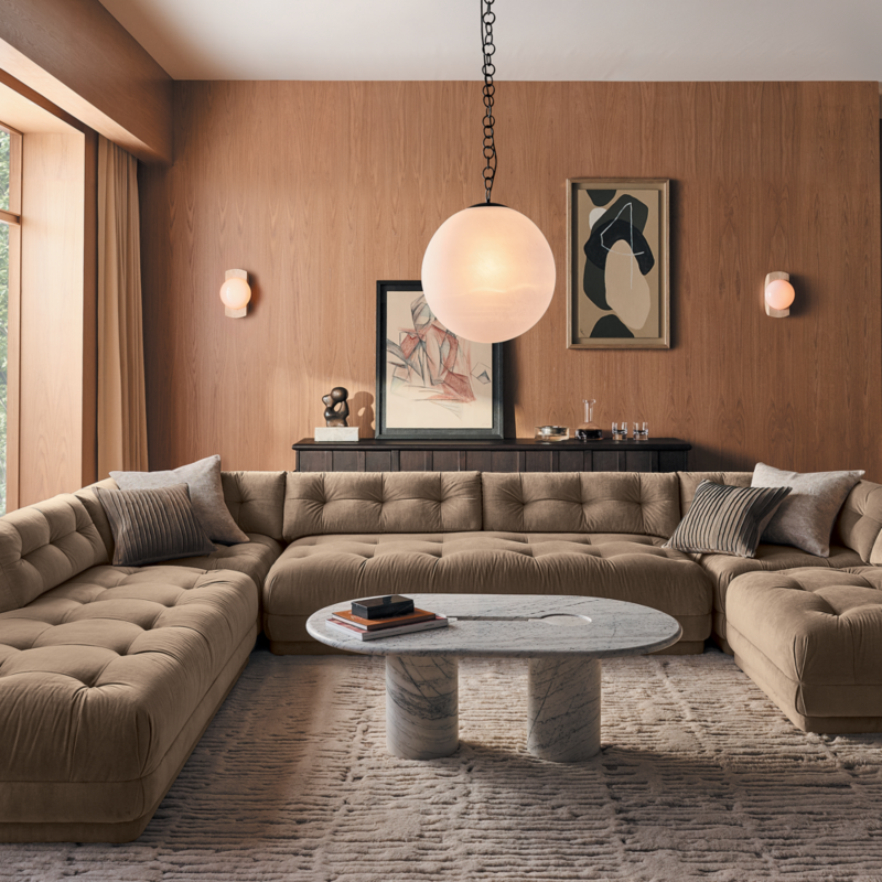 Belmond Tufted Light Brown Velvet Left-Arm Bumper - image 4 of 13