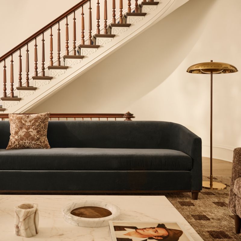 Galerie 100" Dark Grey Velvet Sofa by Todd Snyder - image 7 of 10