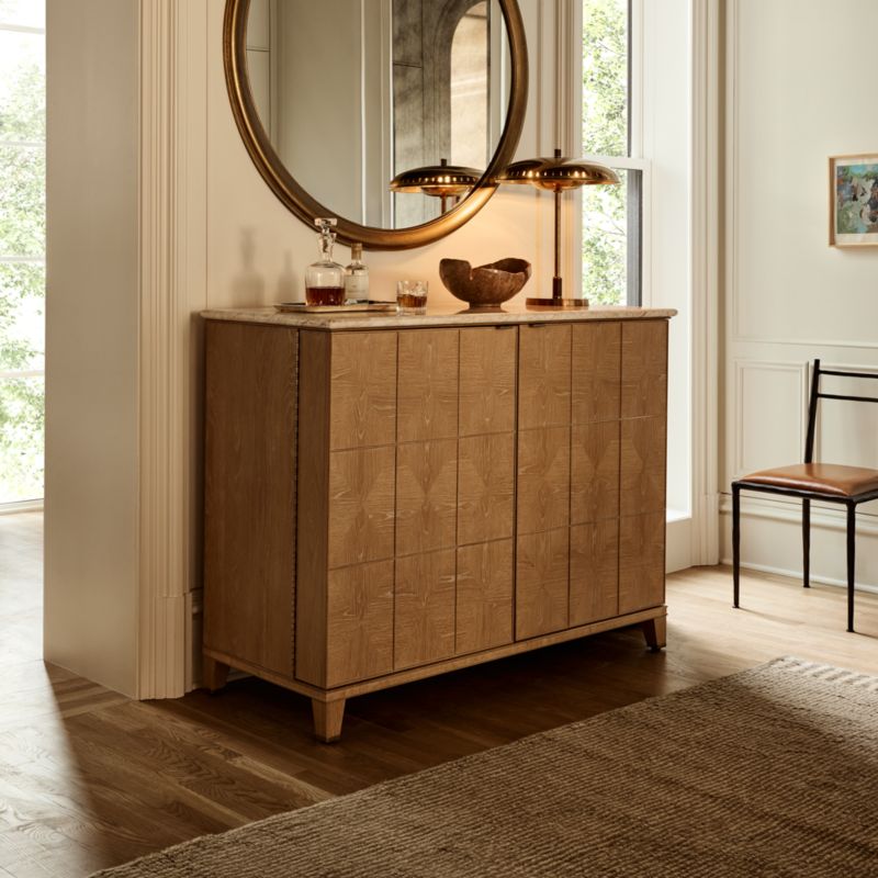 Tribeca Marble and White Oak Bar Cabinet by Todd Snyder - image 1 of 9