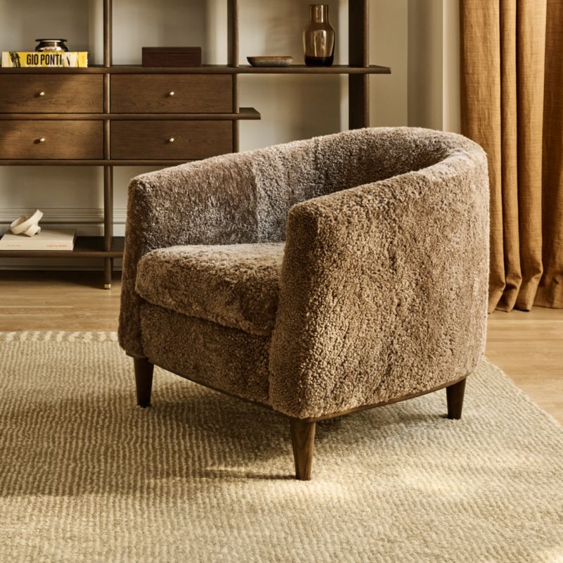 Mayfair Taupe Shearling Accent Chair by Todd Snyder - image 1 of 9
