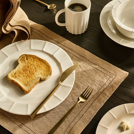 Ames Dark Natural Linen Embroidered Placemat by Todd Snyder