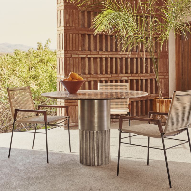 Pillar 47" Grey Travertine Outdoor Dining Table - image 5 of 10