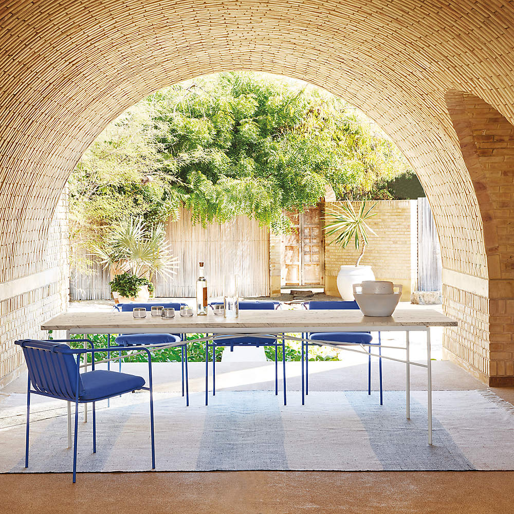 Navene Blue Outdoor Dining Armchair Set of 4 Reviews CB2