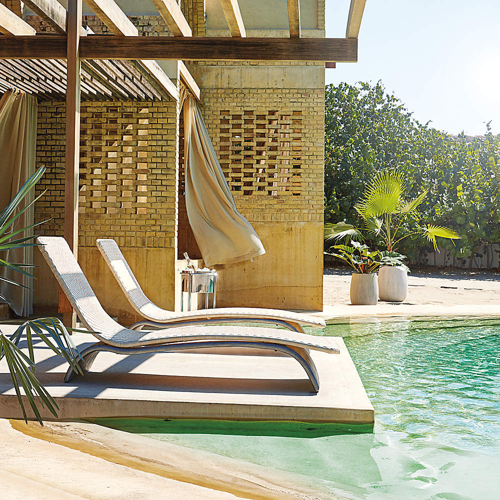 Kapalina Faux Rattan Outdoor Chaise Lounge Reviews CB2