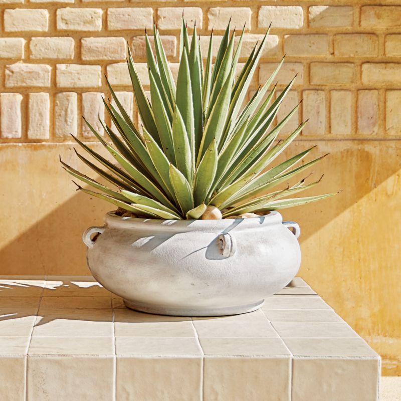 Myla White Terracotta Indoor/Outdoor Planter Bowl with Handles Small - image 5 of 7