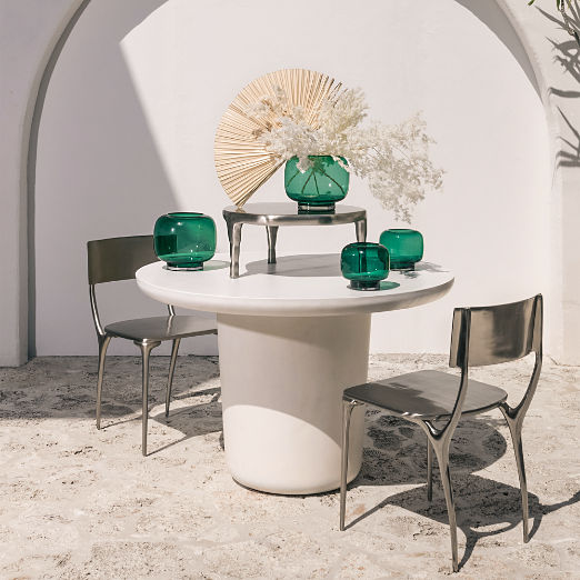 Oro Polished Silver Outdoor Dining Chair