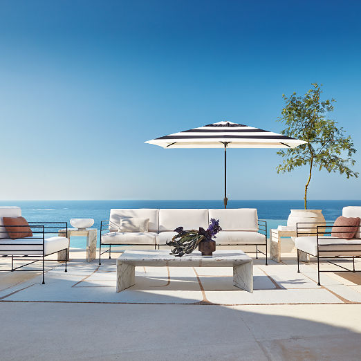 Ilise 50" White Marble Indoor/Outdoor Coffee Table