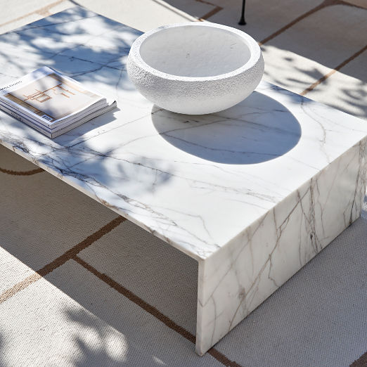 Ilise White Marble Indoor/Outdoor Coffee Table