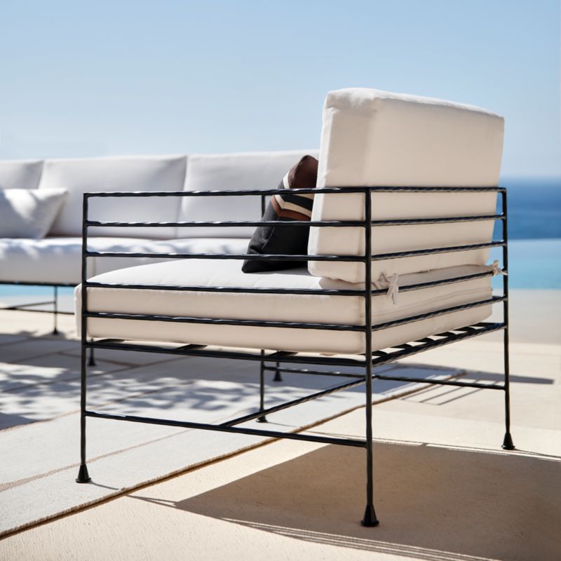 Marteau Black Iron Outdoor Lounge Chair with White Sunbrella® Cushions - image 4 of 10