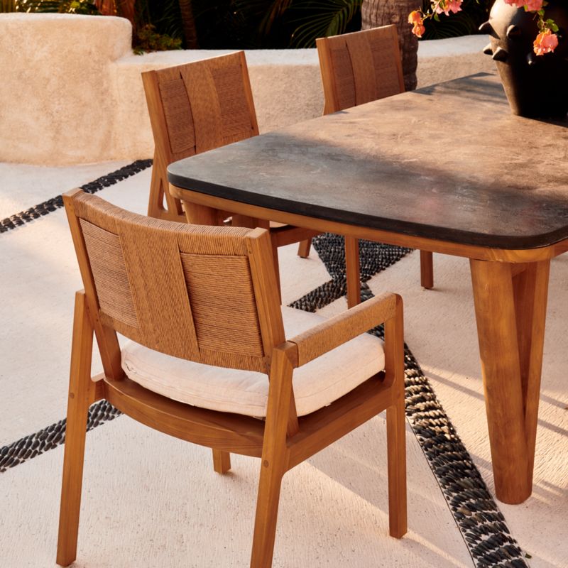 Roc 105" Bluestone and Teak Outdoor Dining Table - image 4 of 11