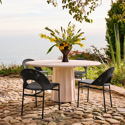 Arly Black All-Weather Rattan Dining Chair Set of 4