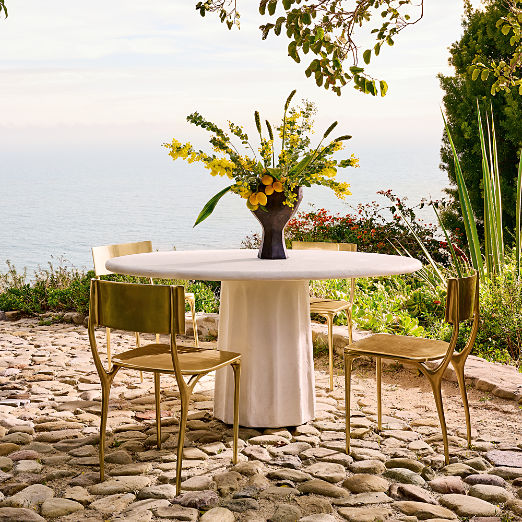 Boscoe 60" Round White Concrete Indoor/Outdoor Dining Table