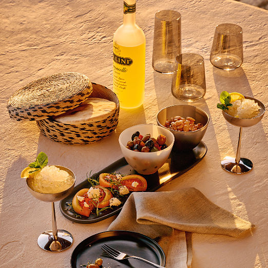 Mezze Black and Natural Serving Basket with Lid