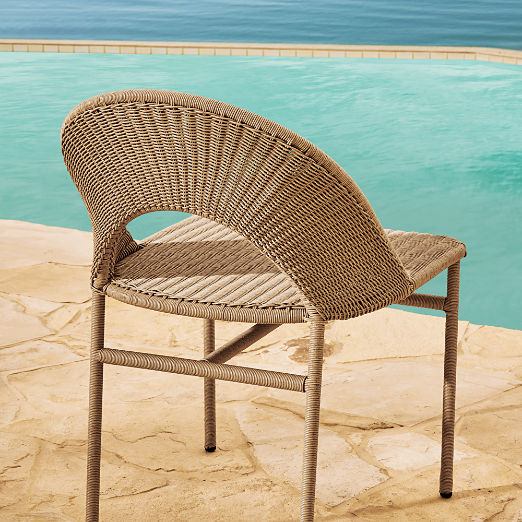 Arly Light Brown All-Weather Rattan Dining Chair Set of 4