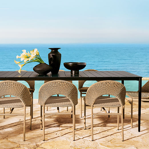 Arly Light Brown All-Weather Rattan Dining Chair Set of 4