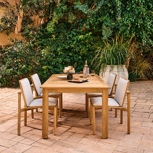 Cabra Teak Outdoor Dining Chair with Grey Sunbrella® Cushion