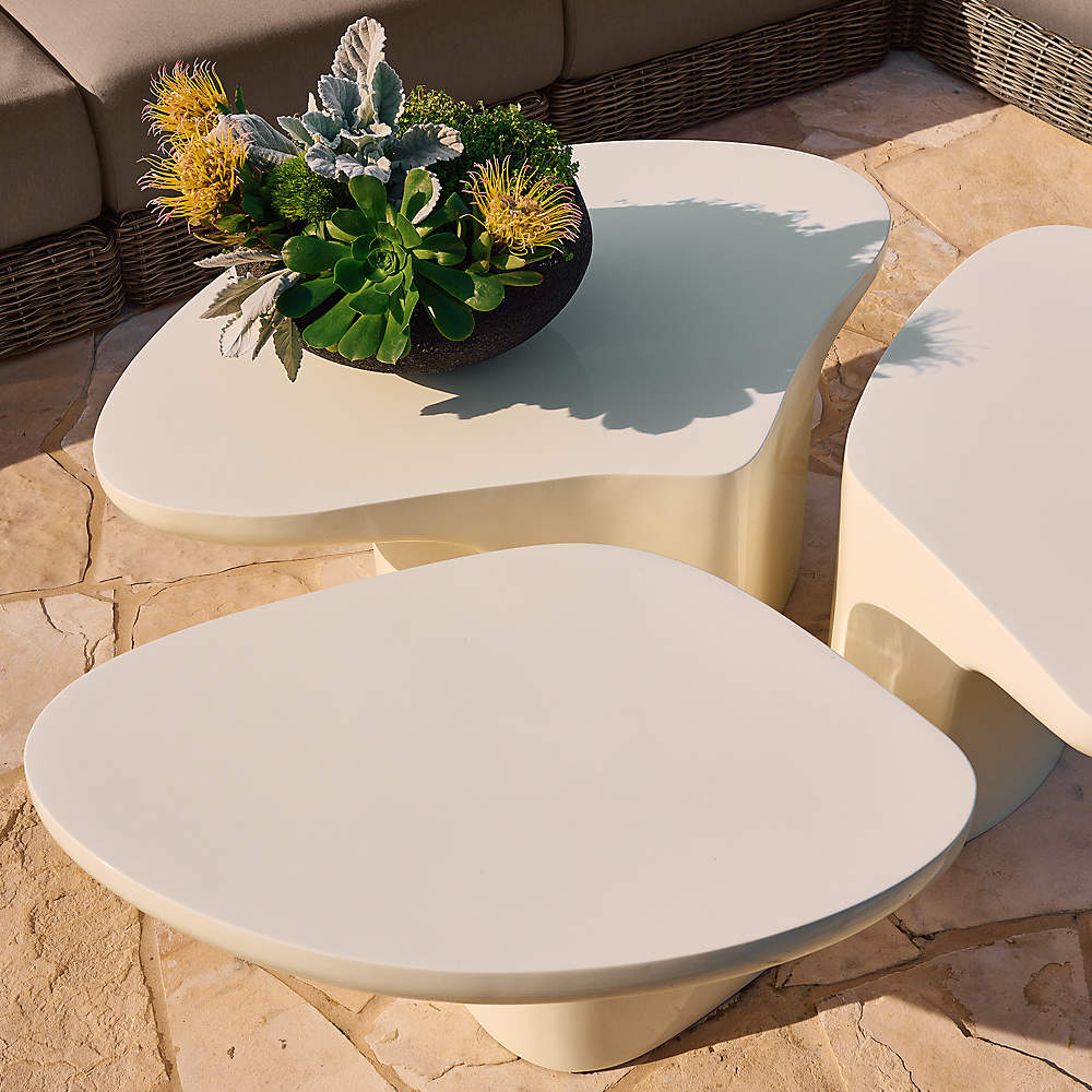 White resin store side table