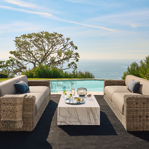 Ilise 50" White Marble Indoor/Outdoor Coffee Table