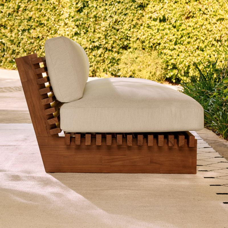 Taiko 76" Stained Teak Outdoor Loveseat With Sunbrella® Cushions - image 5 of 11