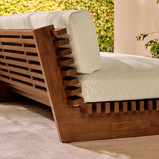Taiko 76" Stained Teak Outdoor Loveseat With Sunbrella® Cushions