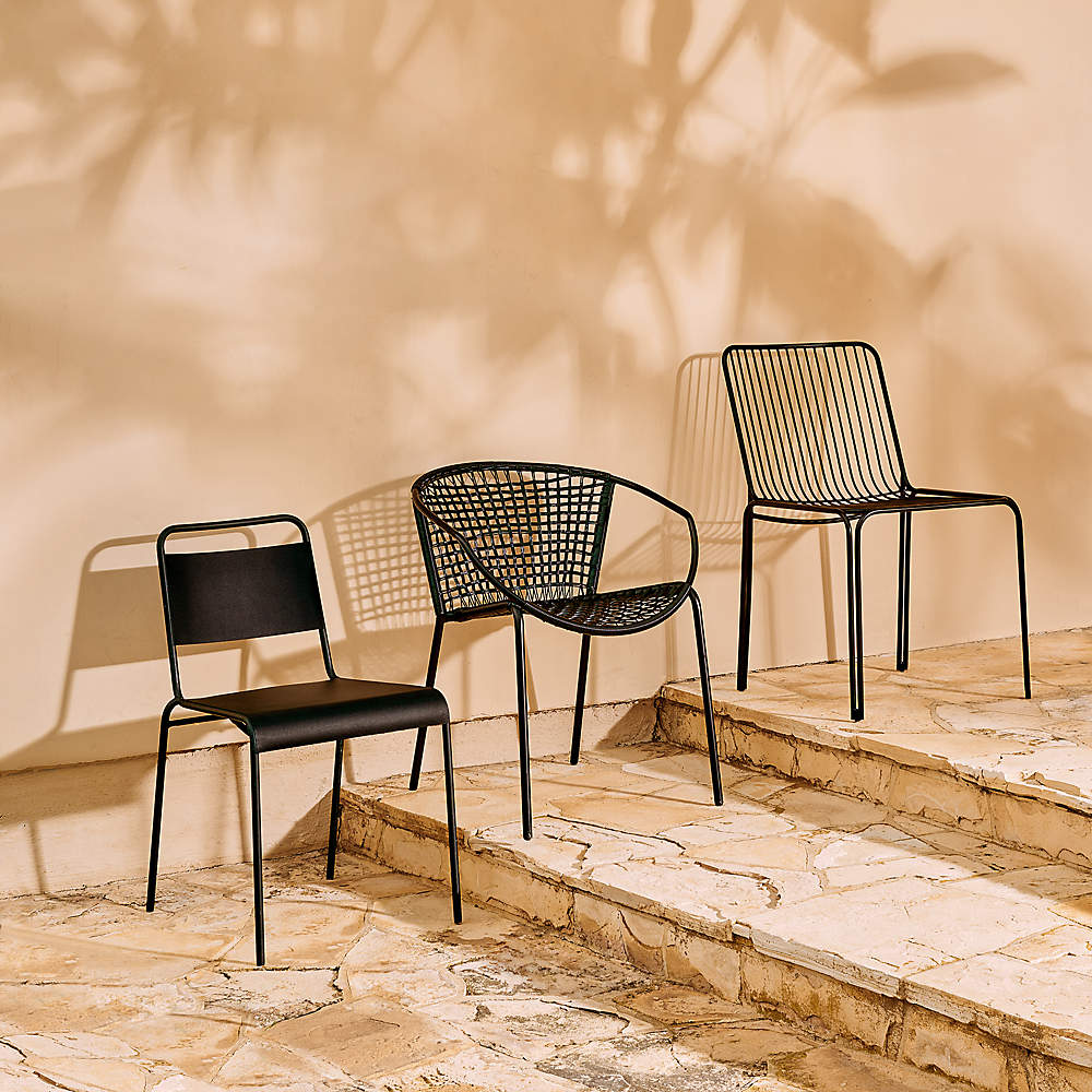 Black metal sales outdoor dining chair