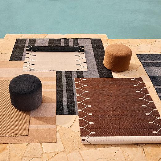 Silves Light Brown Performance Boucle Outdoor Pouf 24"
