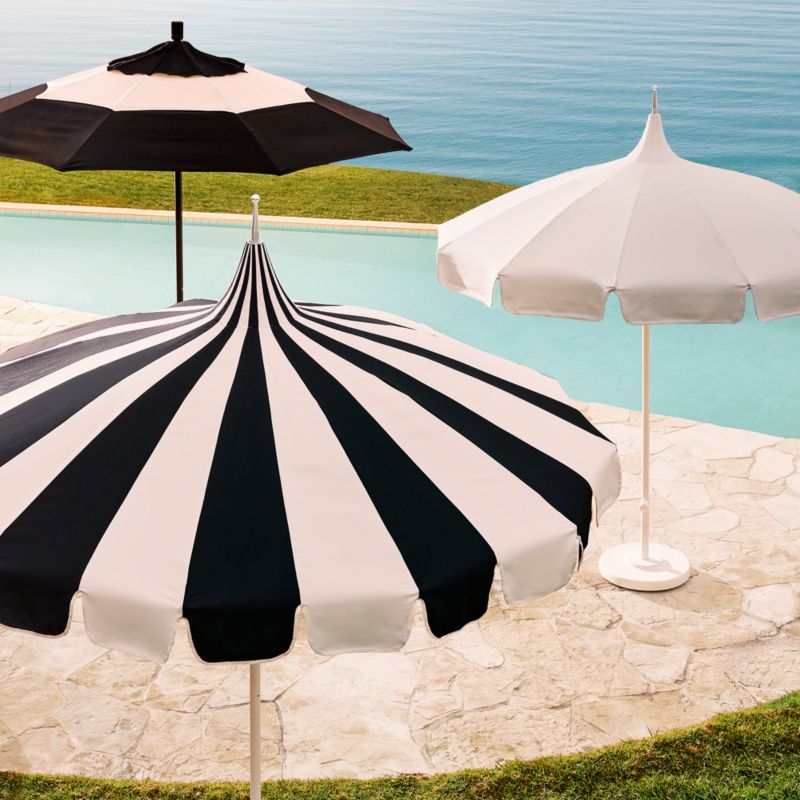 Pagoda Round Natural White Outdoor Umbrella with White Base - image 5 of 6